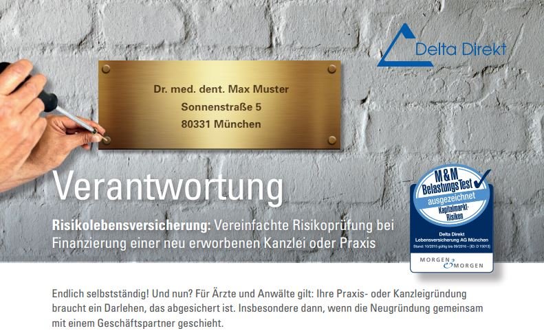 vereinfachte Gesundheitsprüfung für Risikolebensversicherung bei Praxis oder Kanzleigründung Praxisgründung und Kanzleigründung ohne lange Gesundheitsprüfung