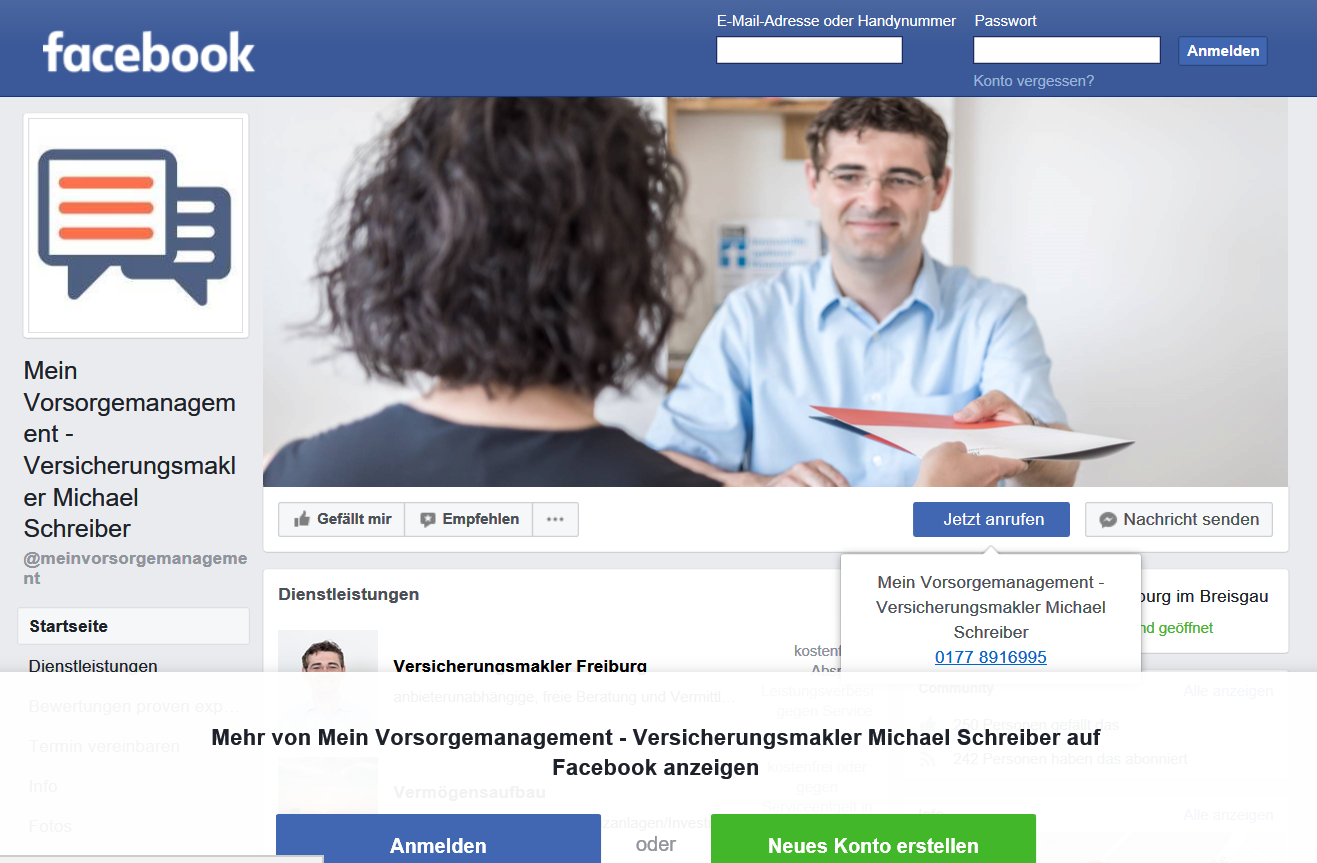 Versicherungsmakler in Freiburg bei Facebook bewerten