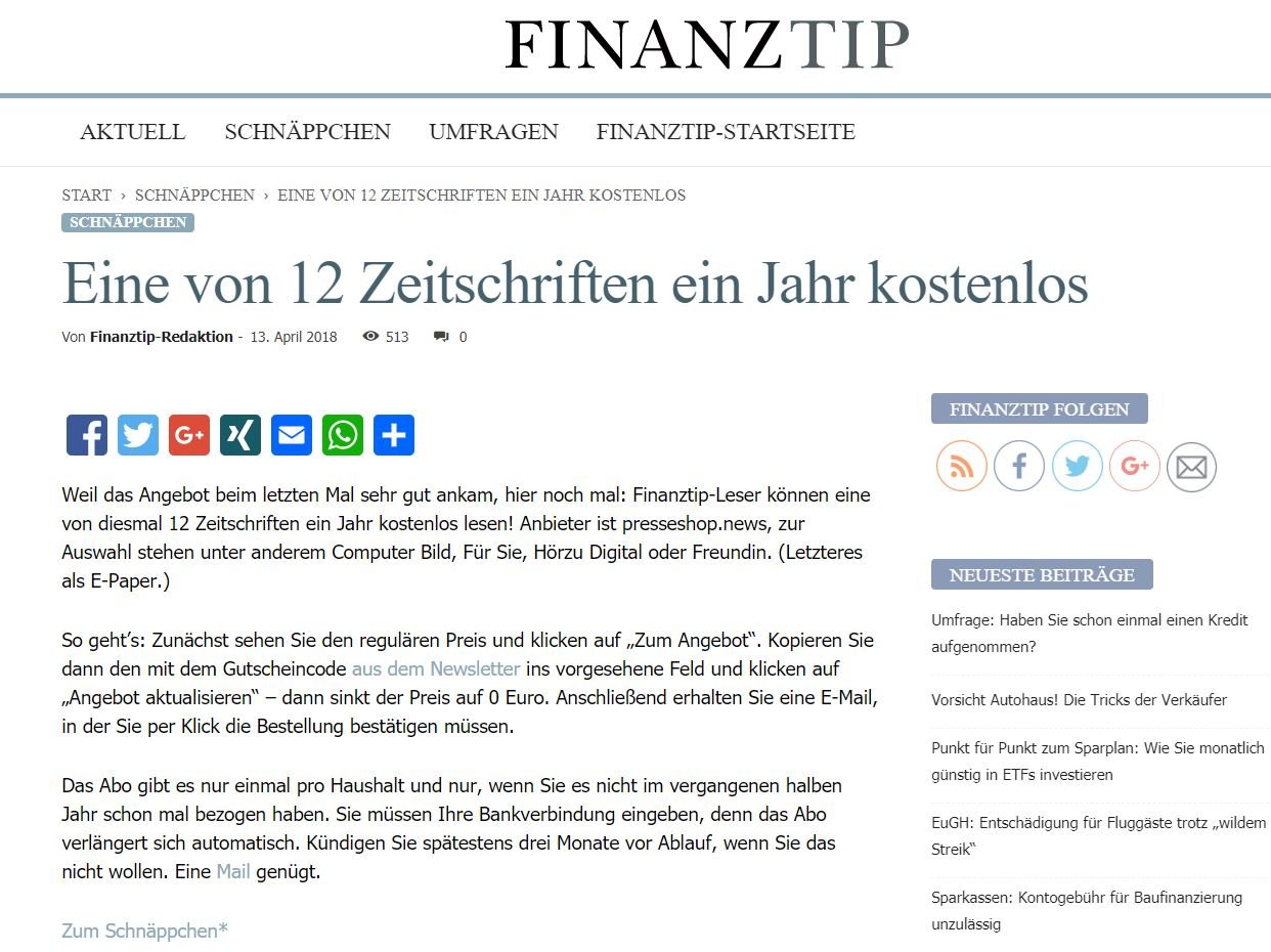 Finanztip Zeitschriften Abo Zeitschriften Abo Finanztip
