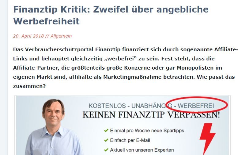 Finanztip Kritik bei Wikipedia hintzerlegt